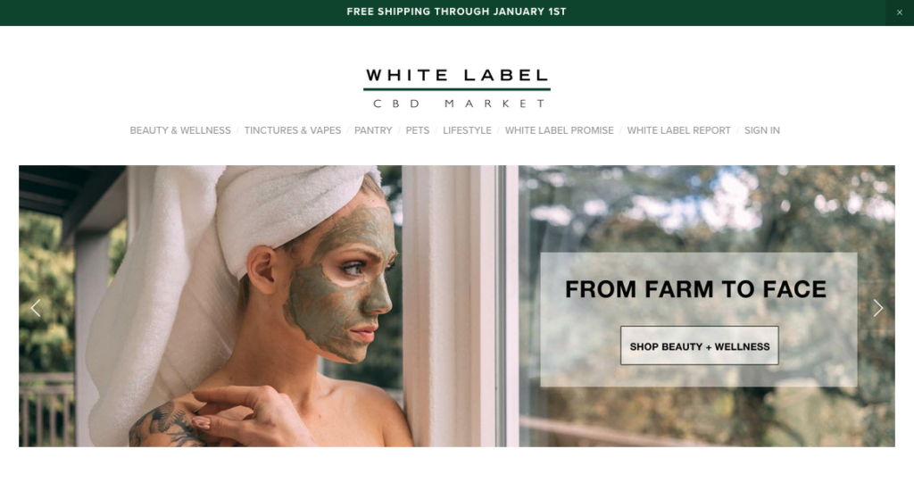 Shop White Label Homepage Screenshot